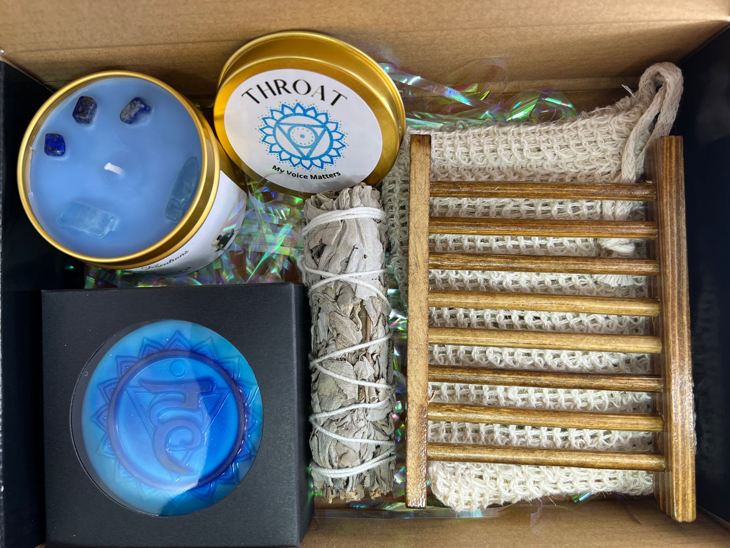 Throat Chakra Soap and Candle Spa Kit